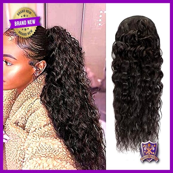 20 Inch Water Wave Human Hair Ponytail Extension with Drawstring Closure main image 5
